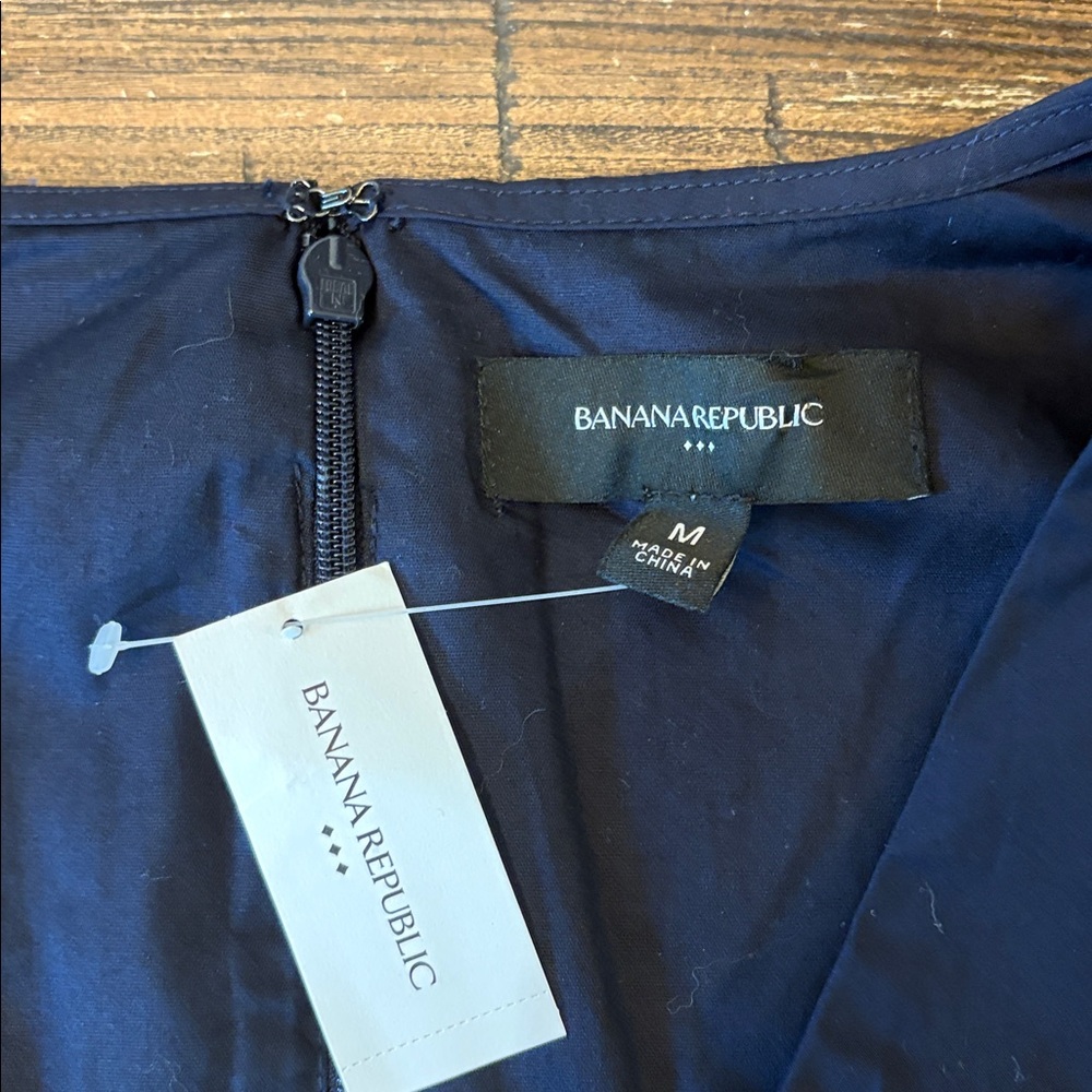 Banana Republic Factory Navy Blue Puff-Sleeve Midi Dress Size Medium NWT - Picture 4 of 6